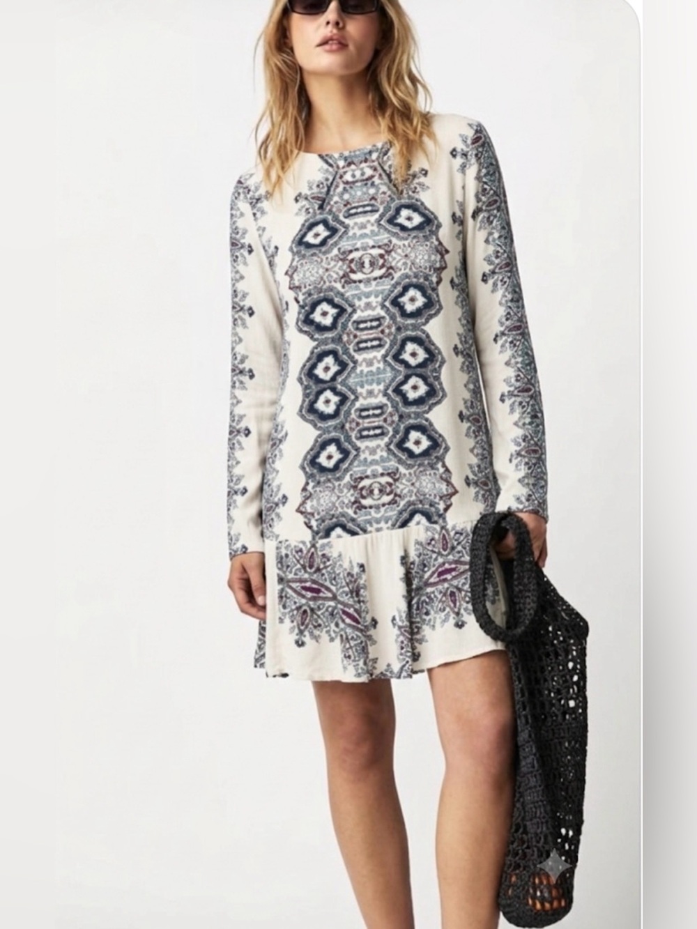 FREE PEOPLE SMOOTH TALKER MINI DRESS M/L TRIBAL COACHELLA FESTIVAL HIPPIE RETRO